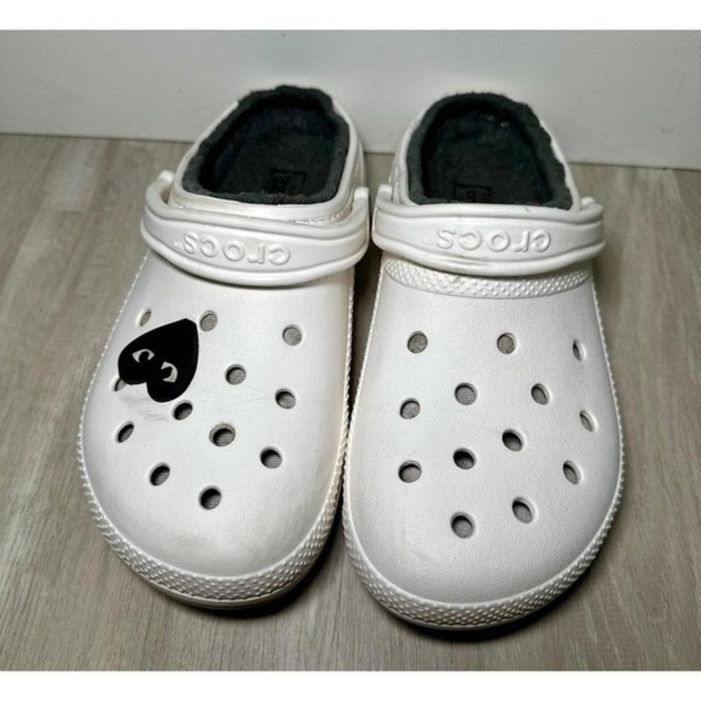 Comme des Garcons PLAY x Crocs Classic Lined Clog White Black Heart  M-8, W-10